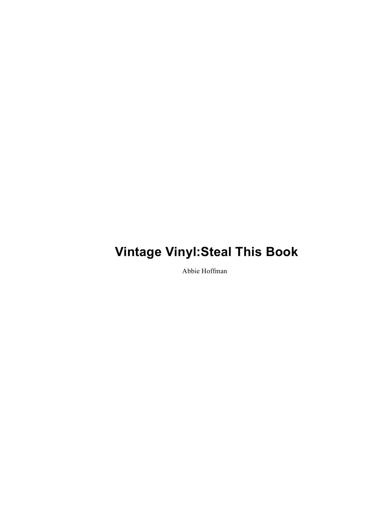 Vintage Vinyl: Steal This Book