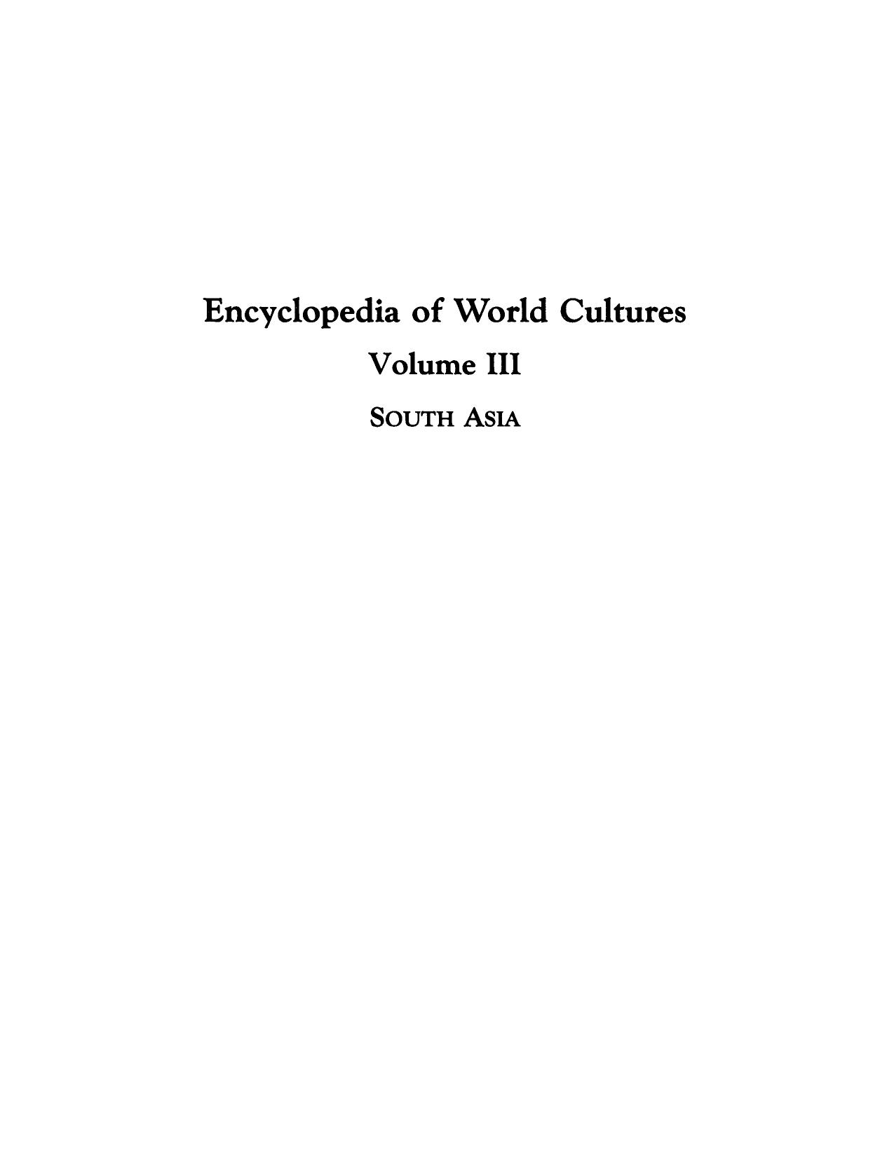 Encyclopedia of World Cultures: South Asia
