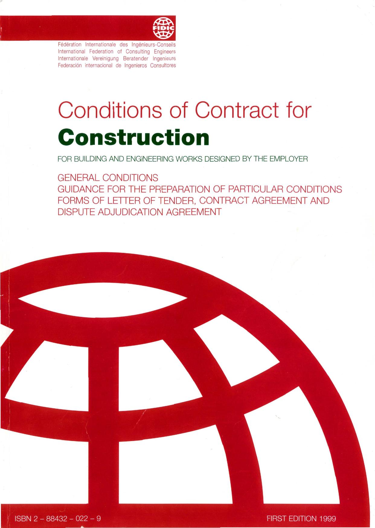 FIDIC Conditions of Contract for Construction for building and engineering works designed by the employer 1999 Red Book