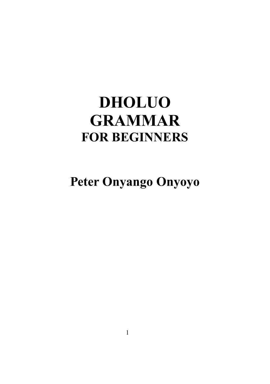 Dholuo Grammar for Beginners