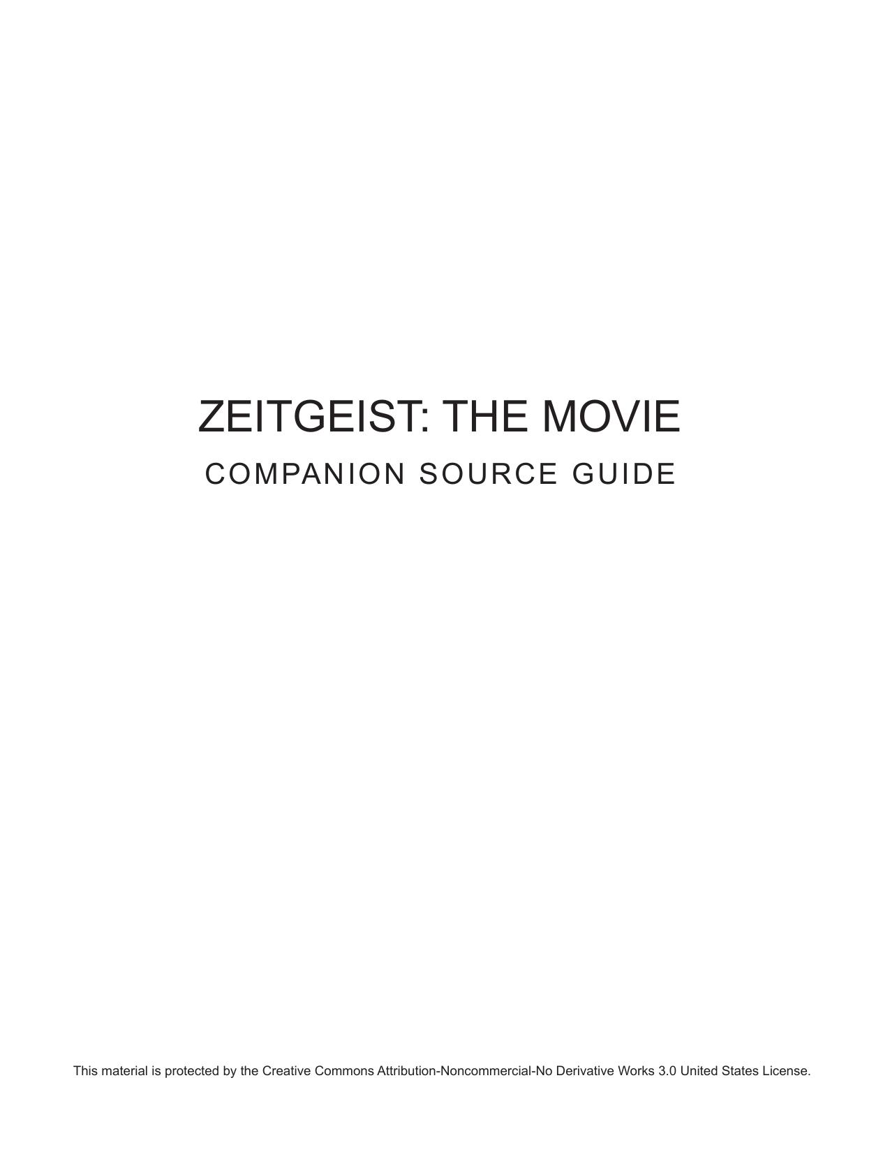 Zeitgeist, The Movie- Companion Source Guide