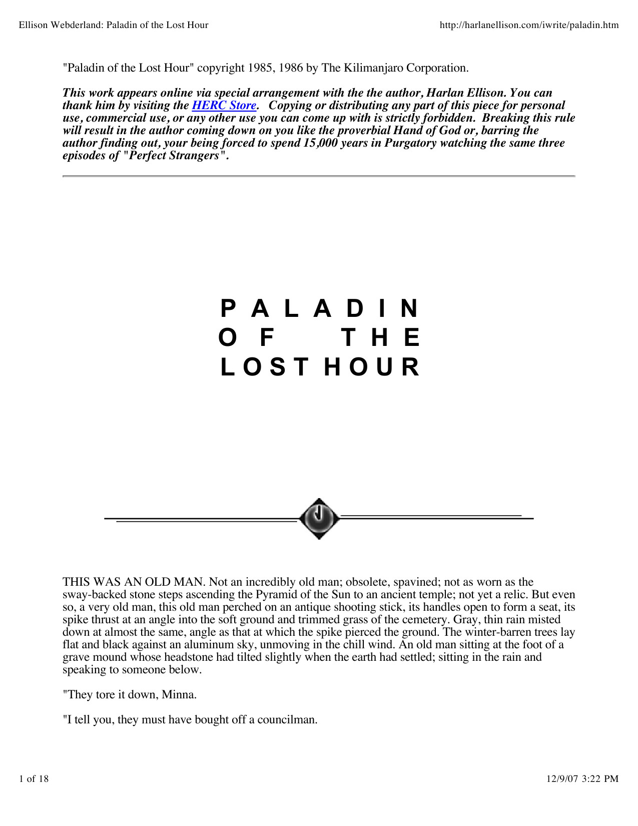 Ellison Webderland: Paladin of the Lost Hour